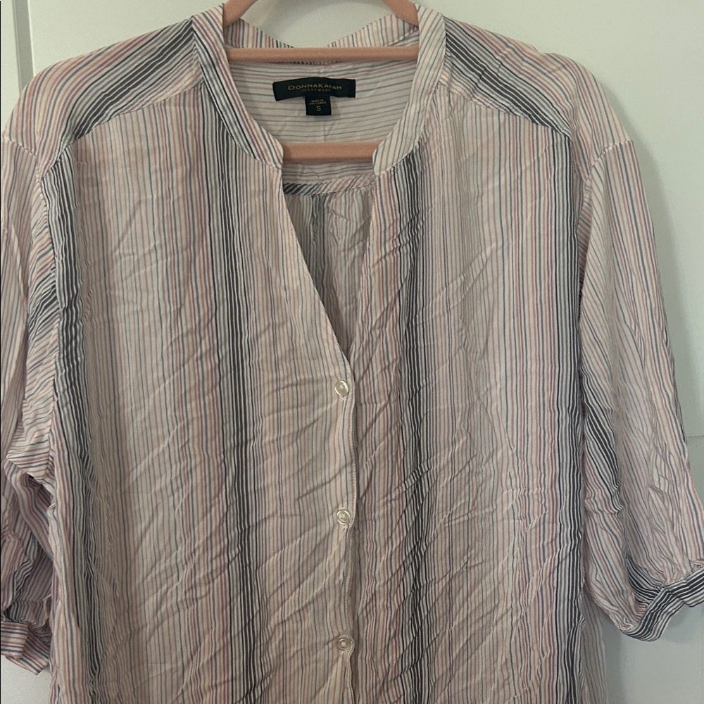 Donna Karan Multicolor Striped Sleepwear Top